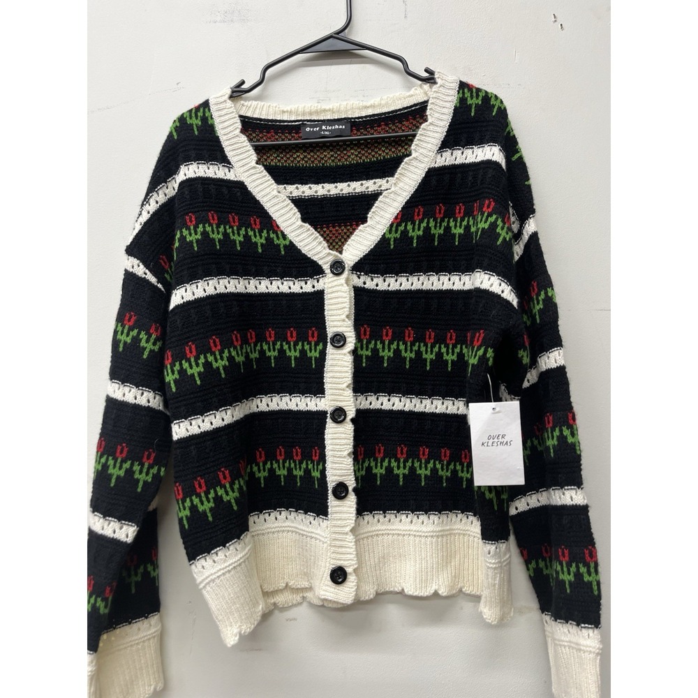 Over Kleishas Cardigan Sweater Floral Xl NWT - Picture 2 of 6